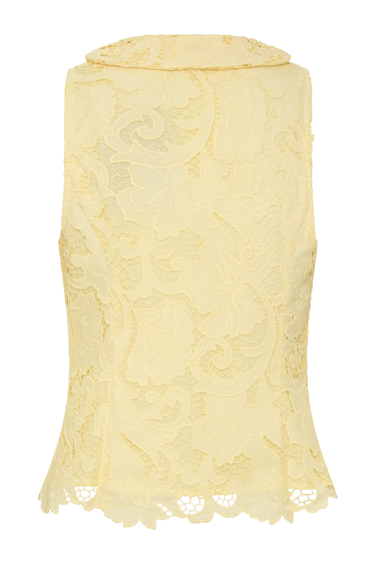 Tessa Broderie Tie Front Sleeveless Top - Lemon - Image 8