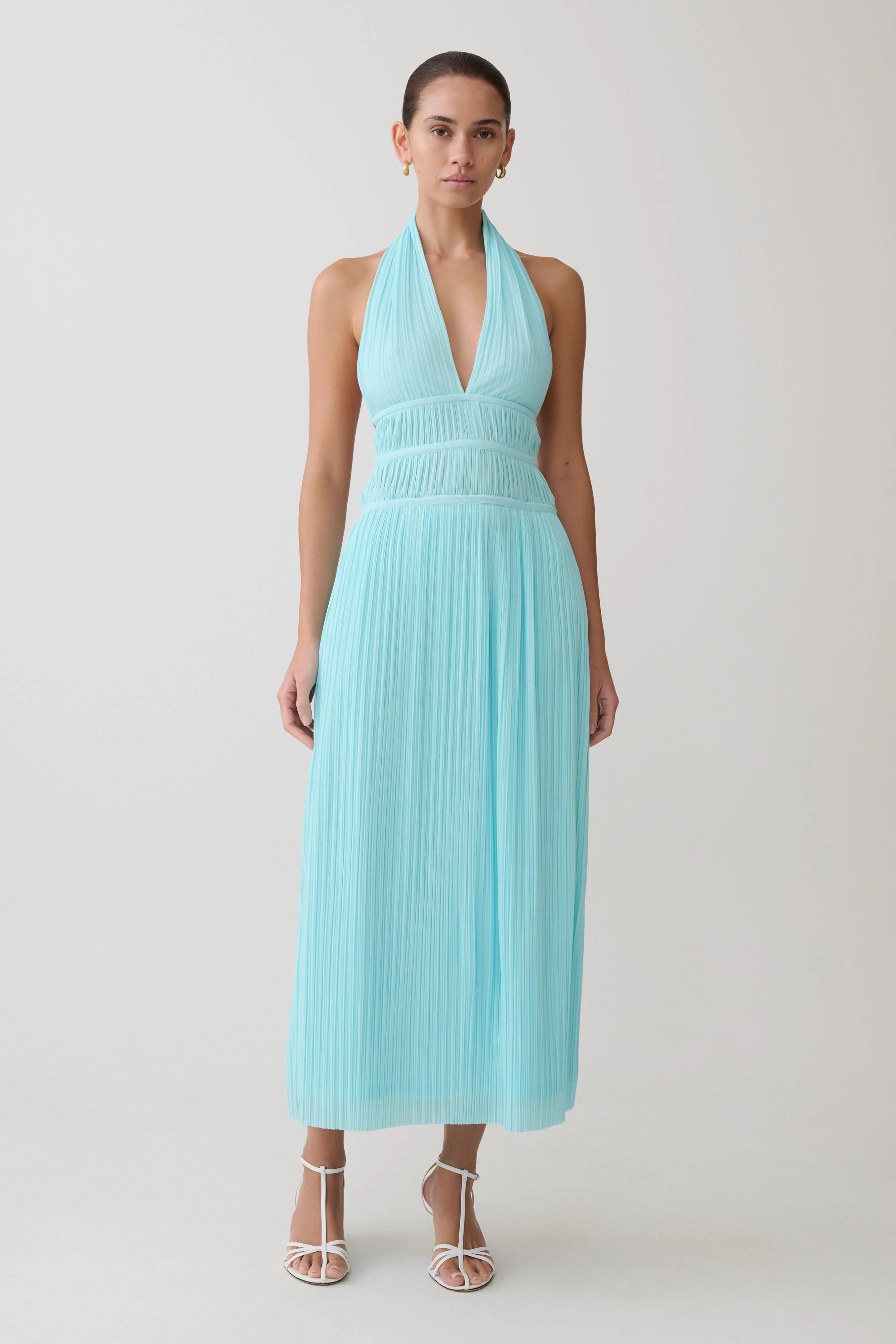Thien Cowl Halter Midi Dress - Blue - Image 4