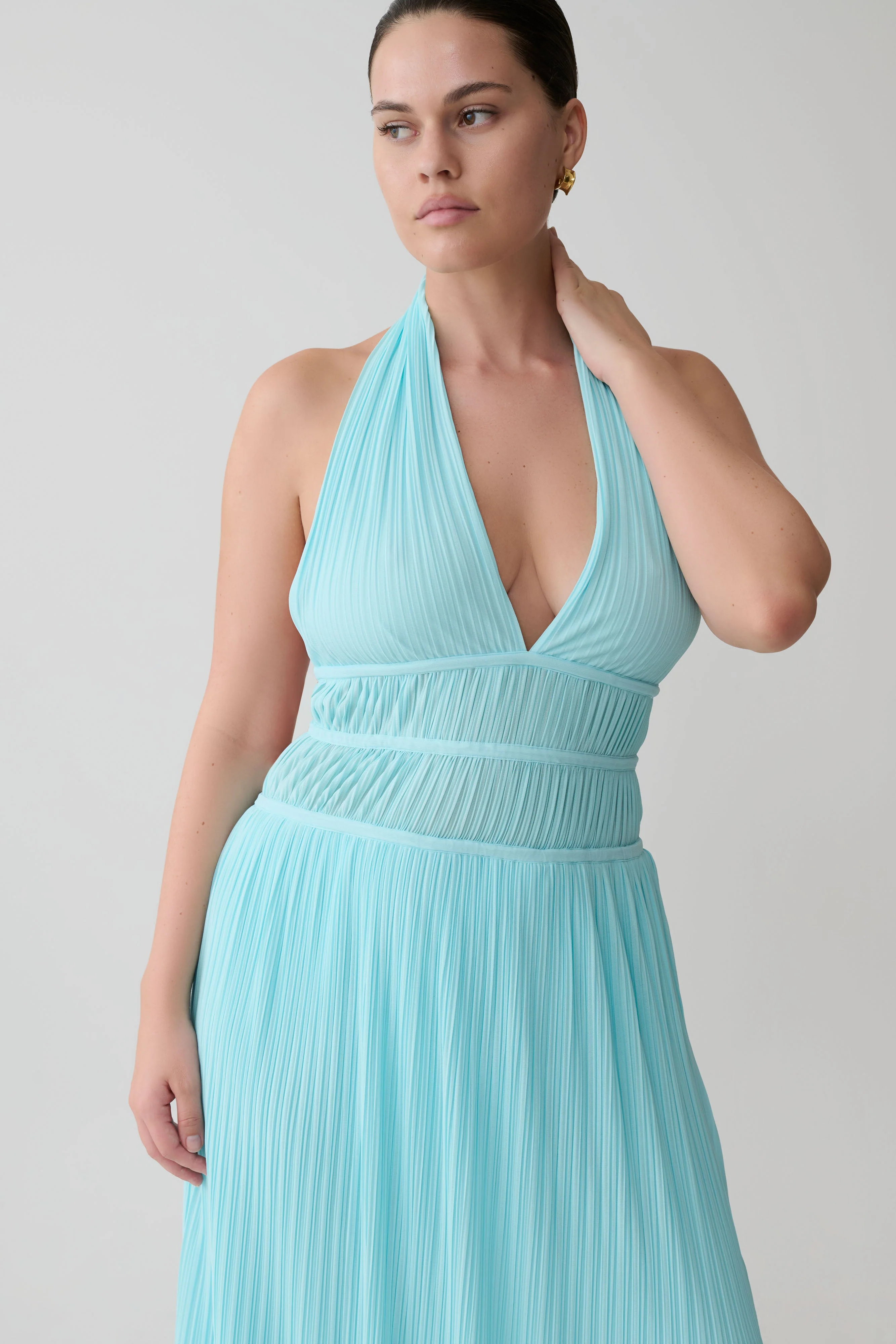 Thien Cowl Halter Midi Dress - Blue - Image 5