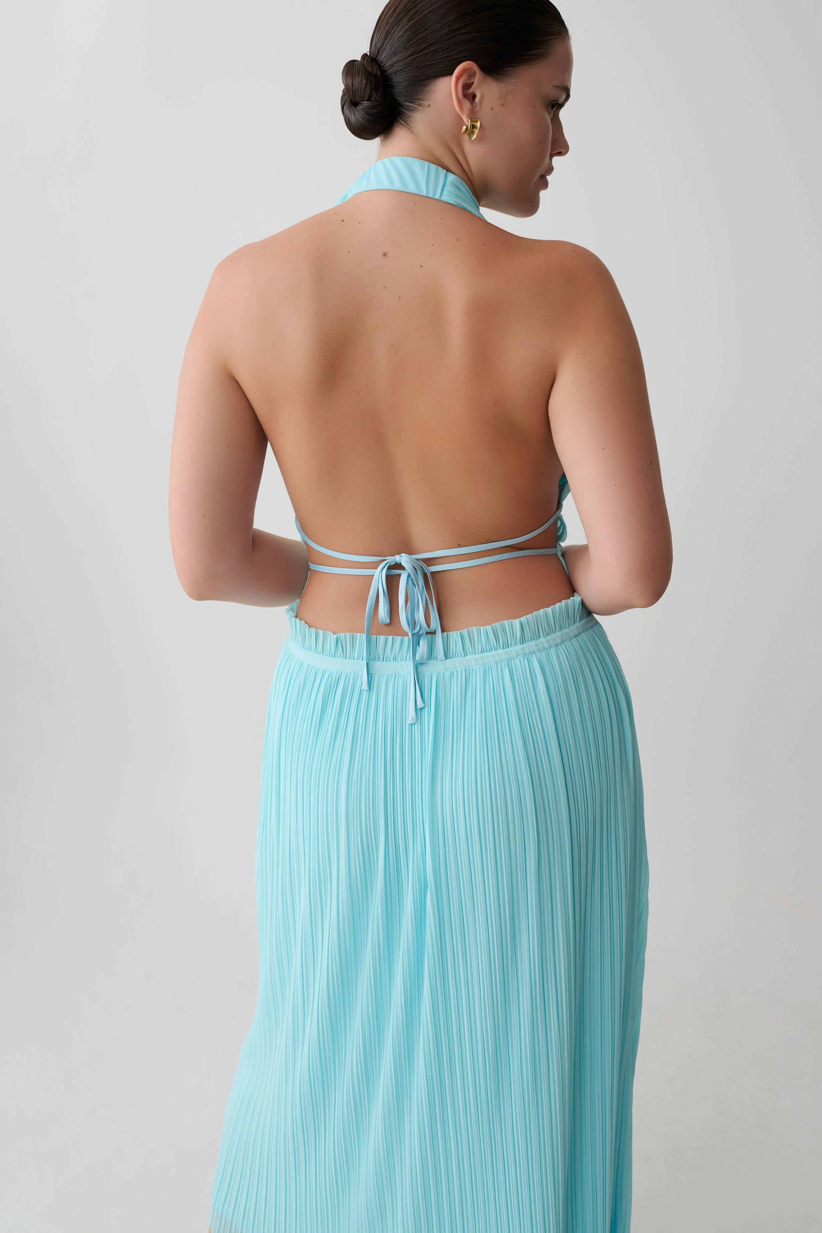 Thien Cowl Halter Midi Dress - Blue - Image 8