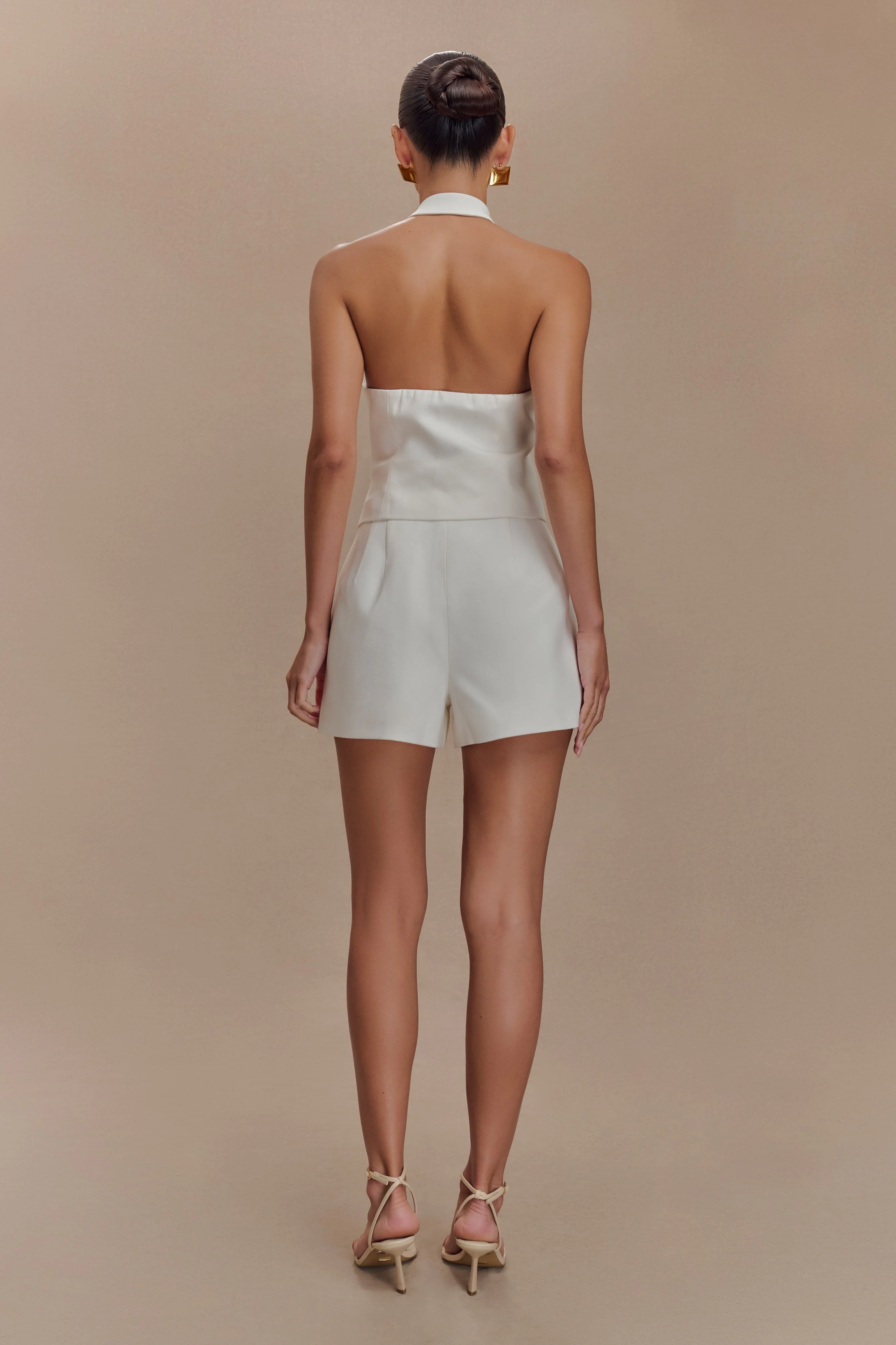 Tiara Halter Neck Suiting Top - White - Image 2