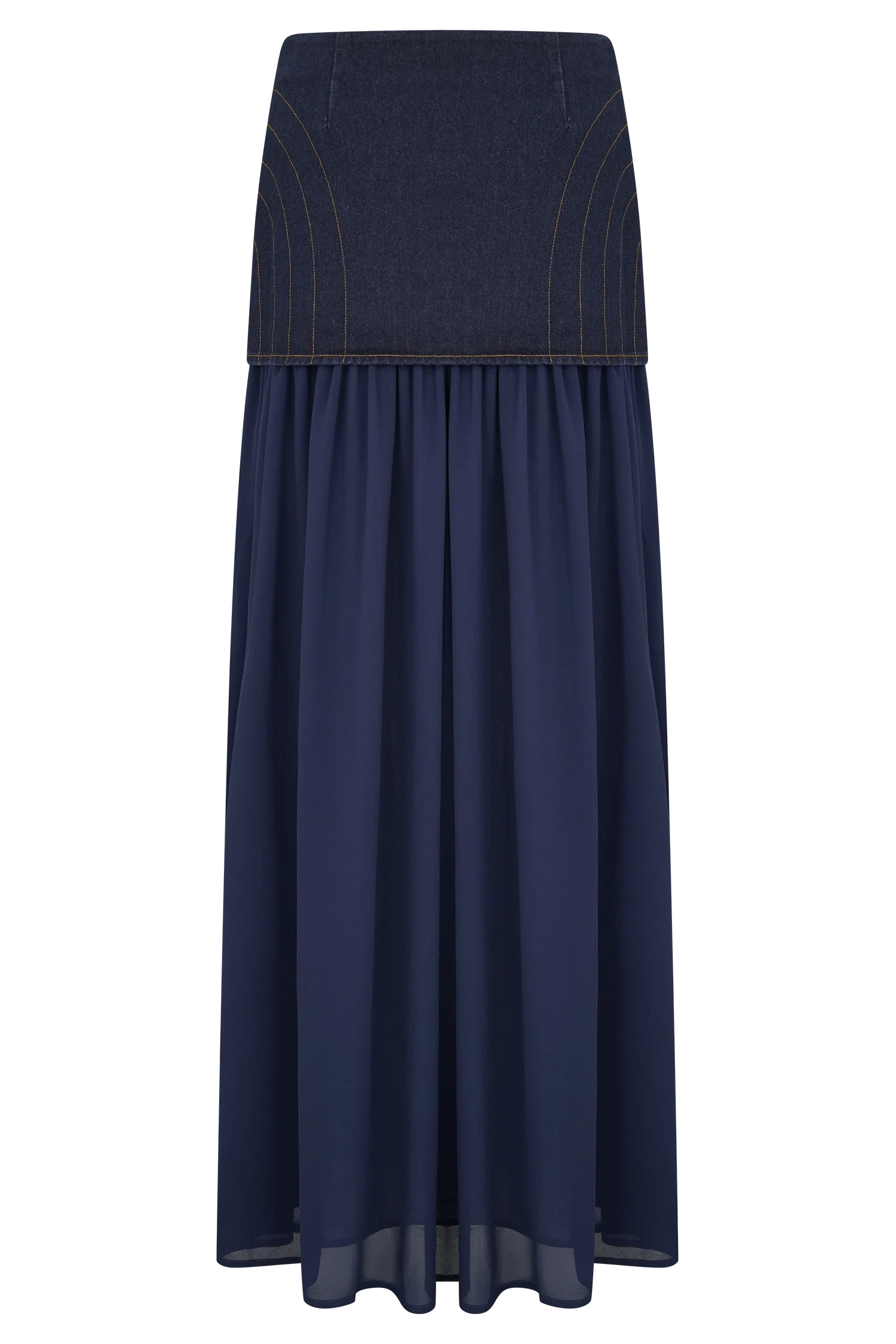 Tully Chiffon Denim Maxi Skirt - Indigo Blue - Image 7