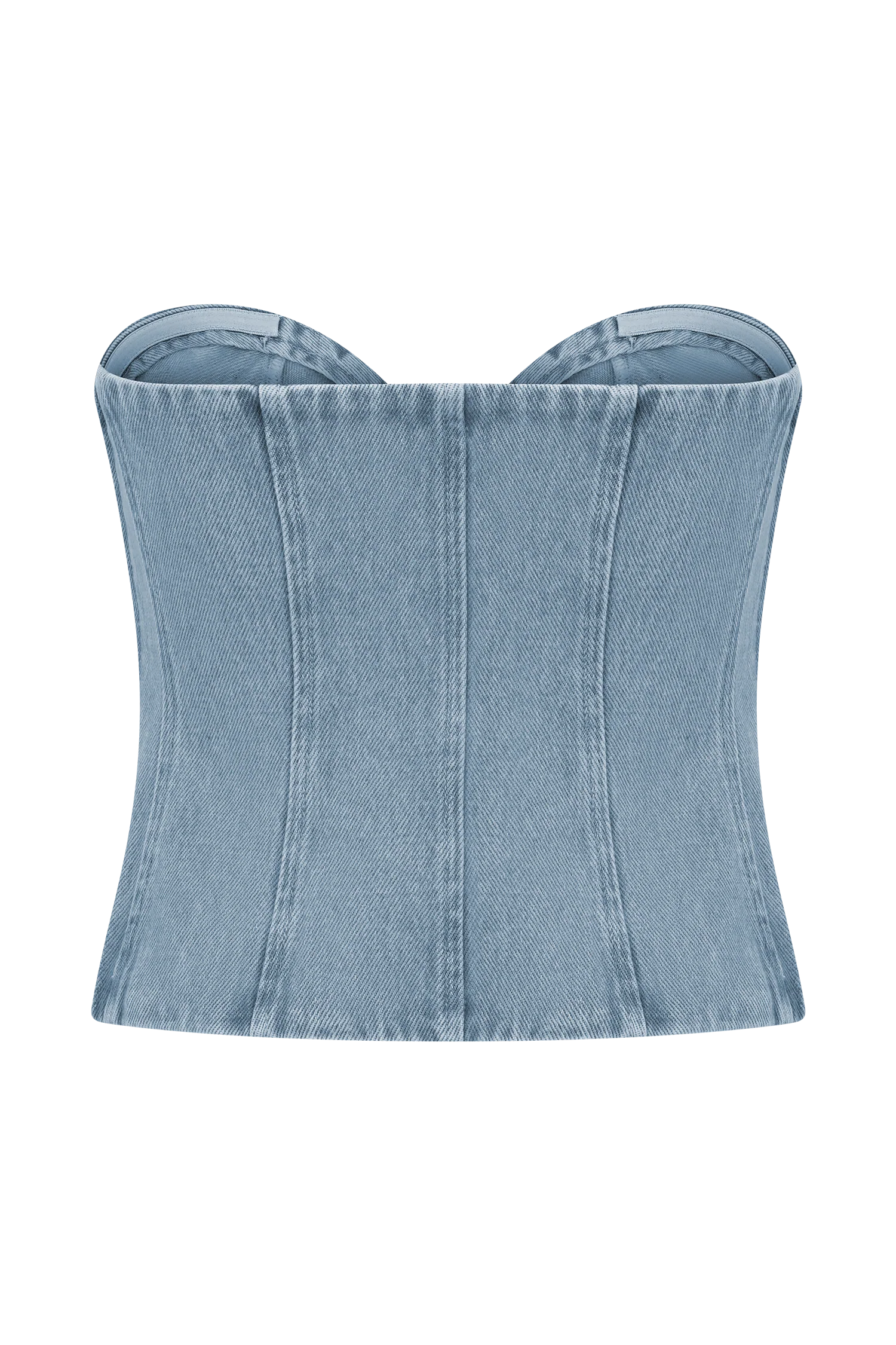 Tully Strapless Topstitch Denim Top - 80'S Blue - Image 7