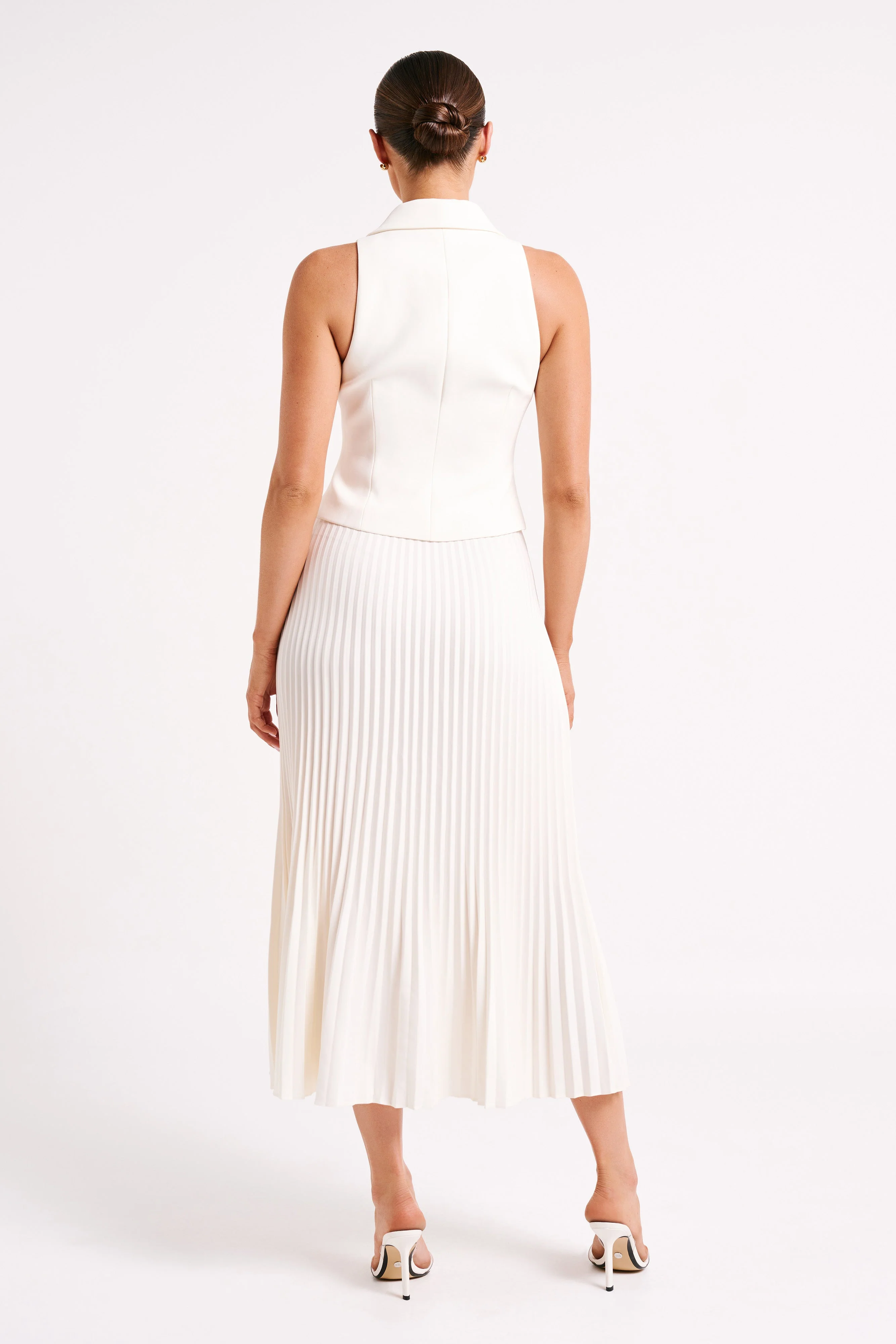 Twyla Pleated Suiting Maxi Skirt - Ivory - Image 4
