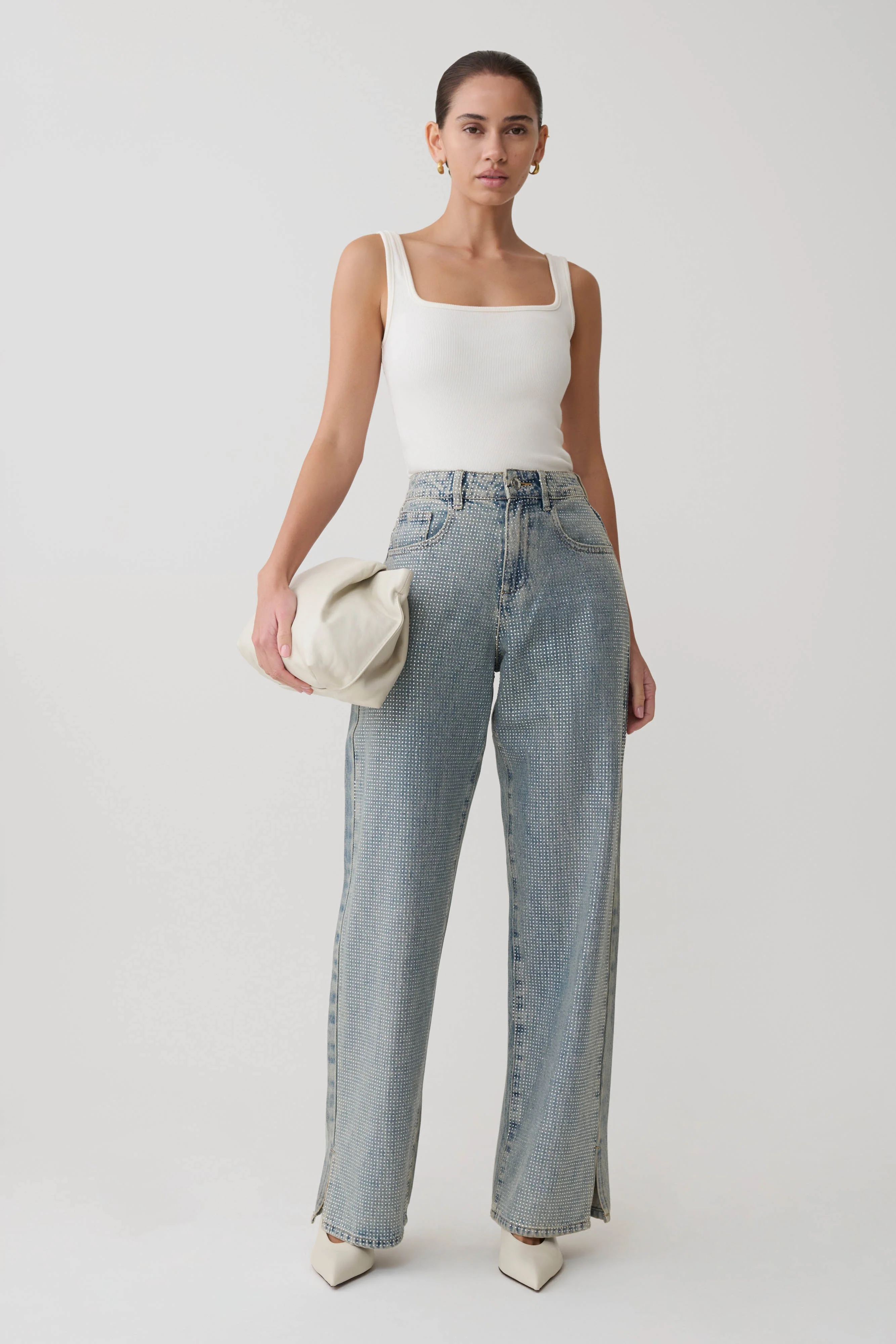 Tyla Diamante Denim Jeans - Blue/Green - Image 4