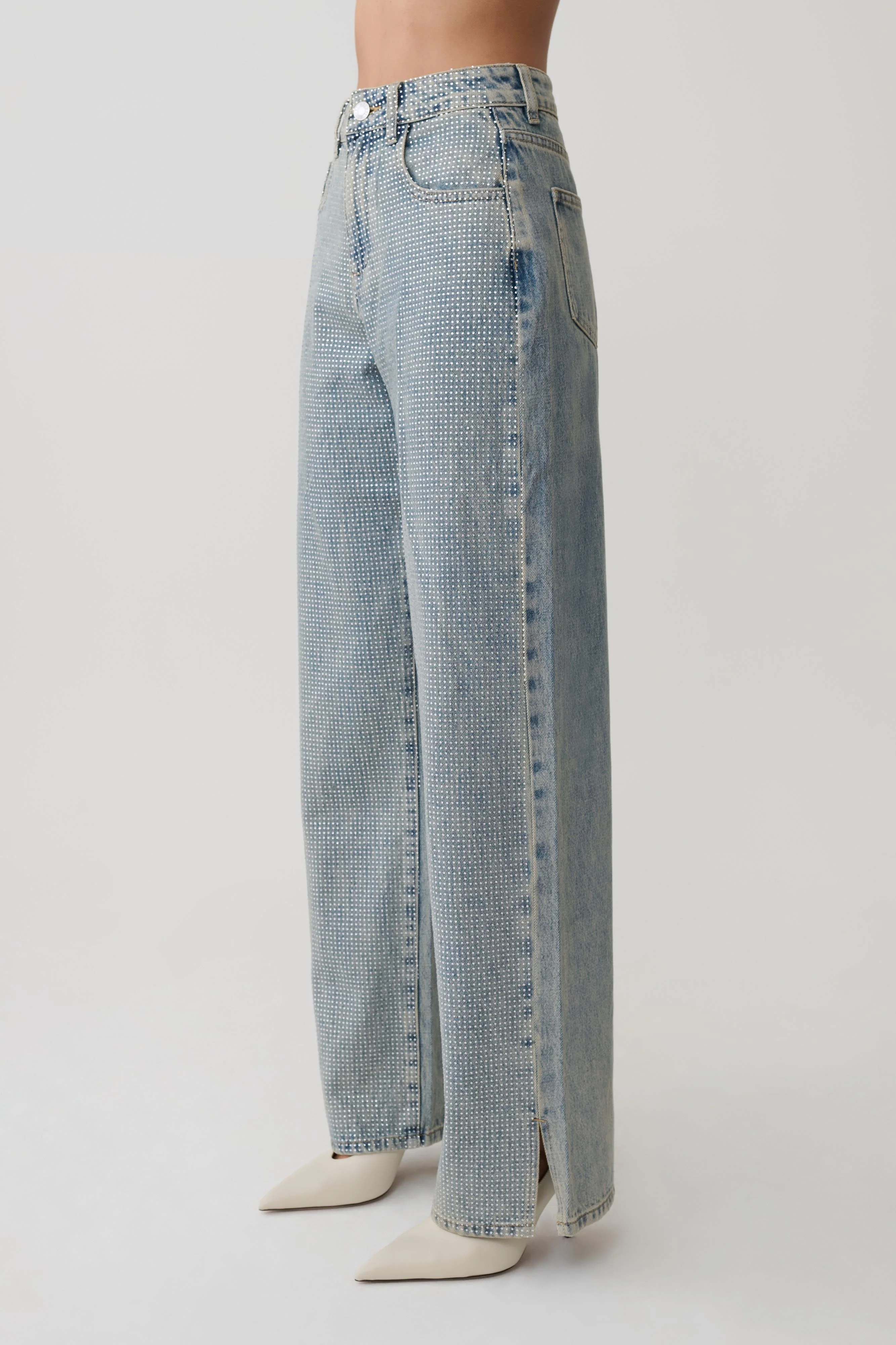 Tyla Diamante Denim Jeans - Blue/Green - Image 9