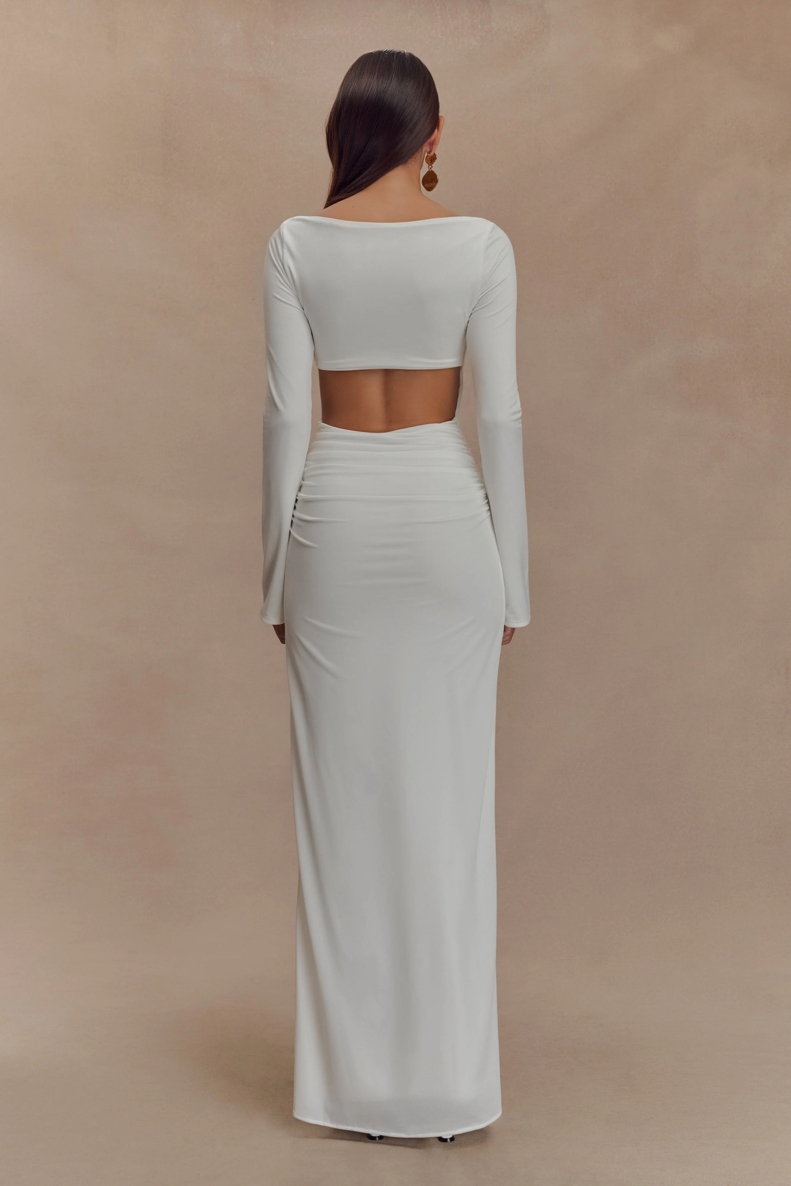 Vienna Slinky Cut Out Maxi Dress - White - Image 2