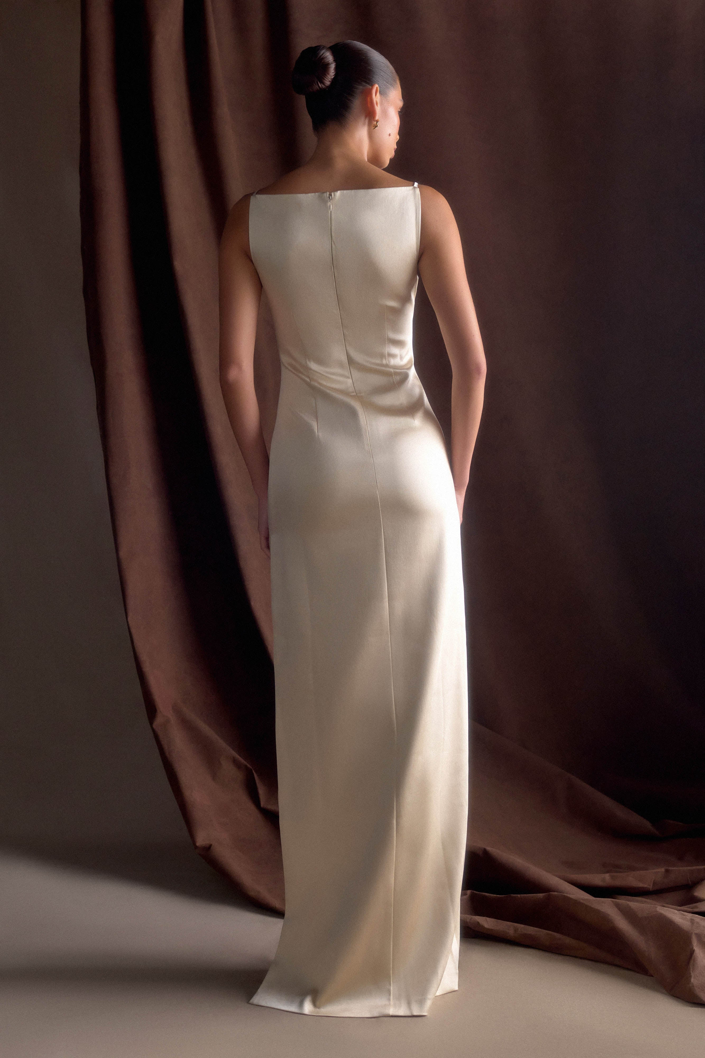 Violet Sleeveless Satin Maxi Dress - Blush Gold - Image 2