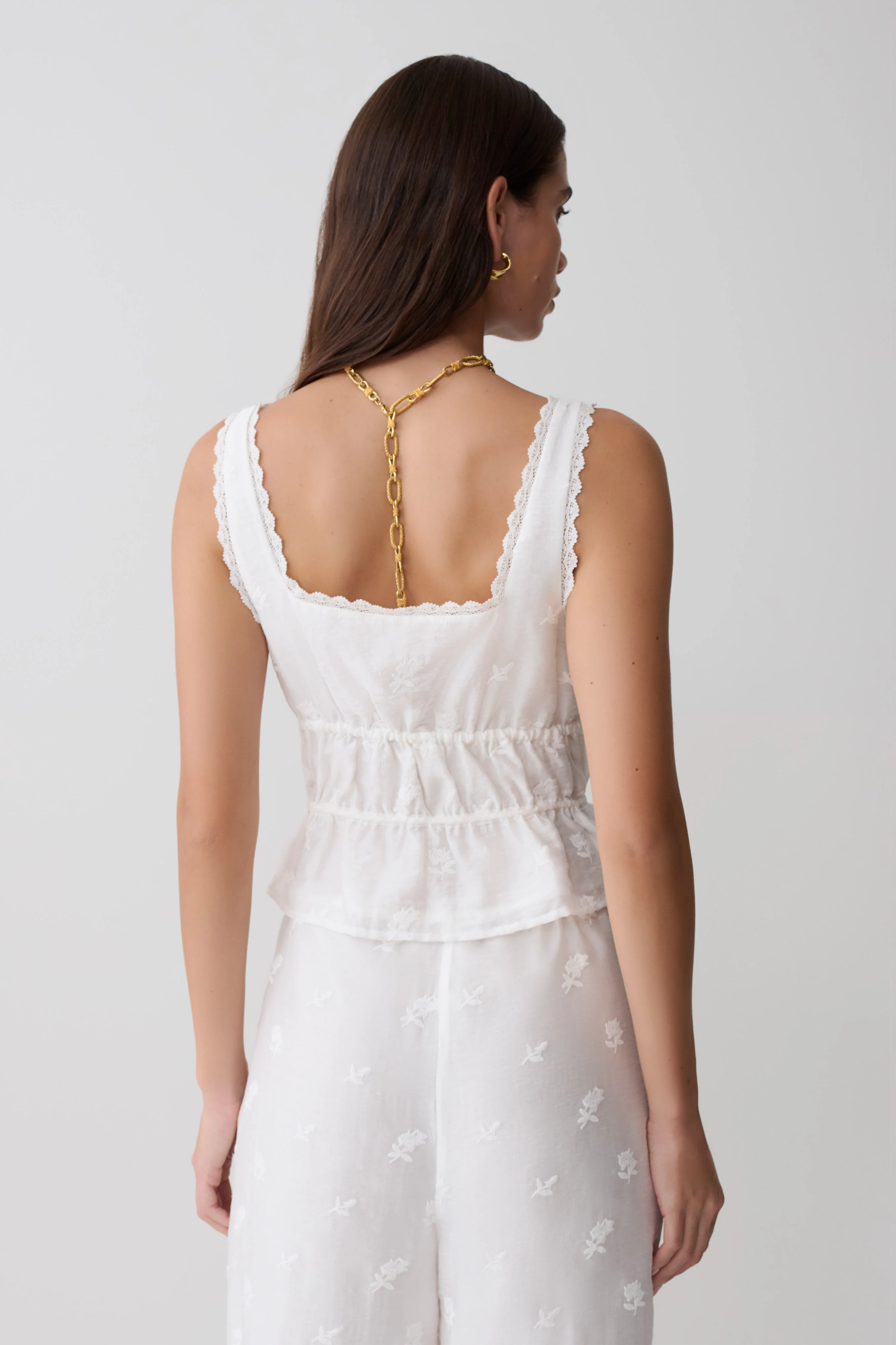 Vivian Embroidered Sleeveless Top - White - Image 2