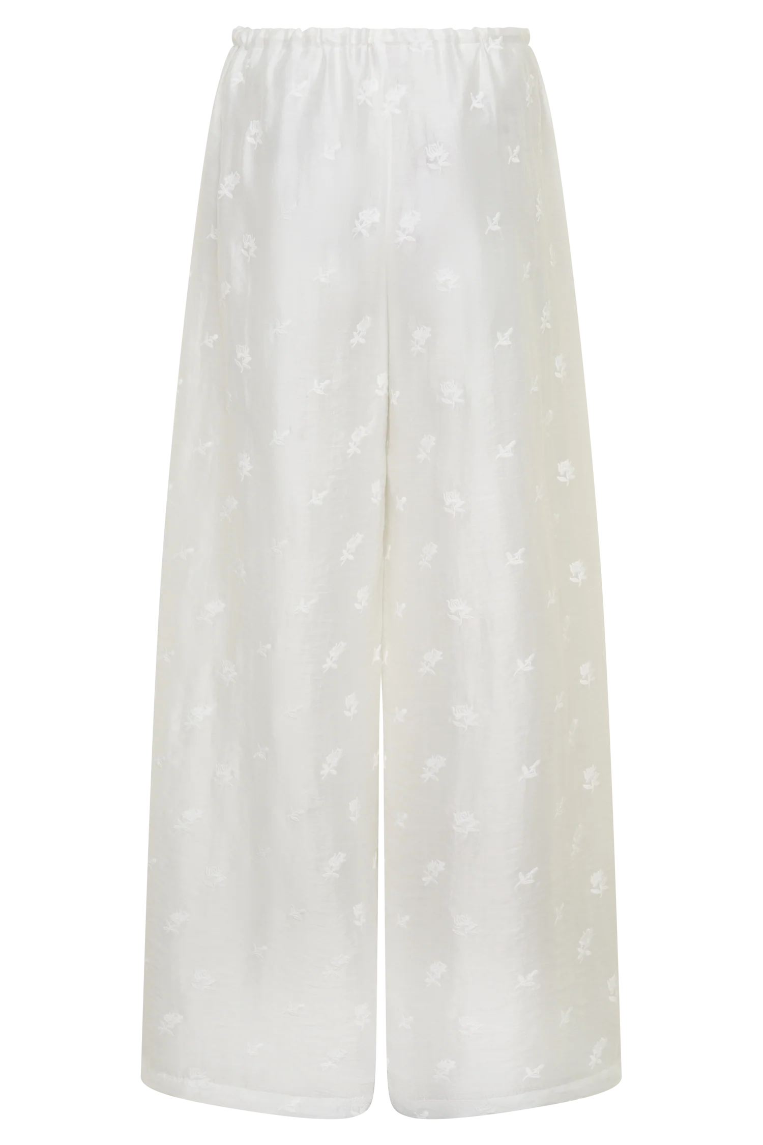 Vivian Tie Waist Embroidered Pant - White - Image 7