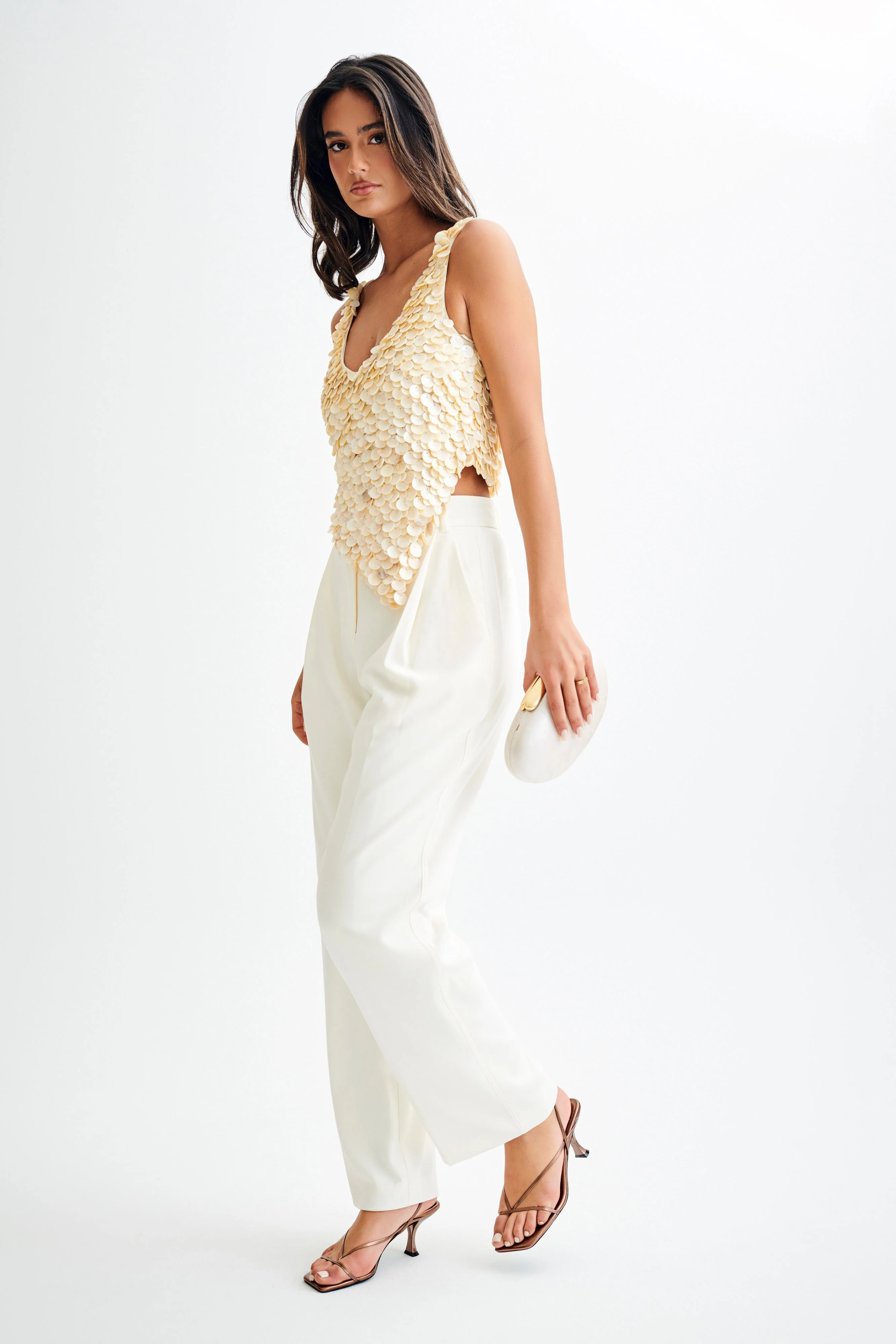 Willow Mother Of Pearl Halter Top - Pearl - Image 5