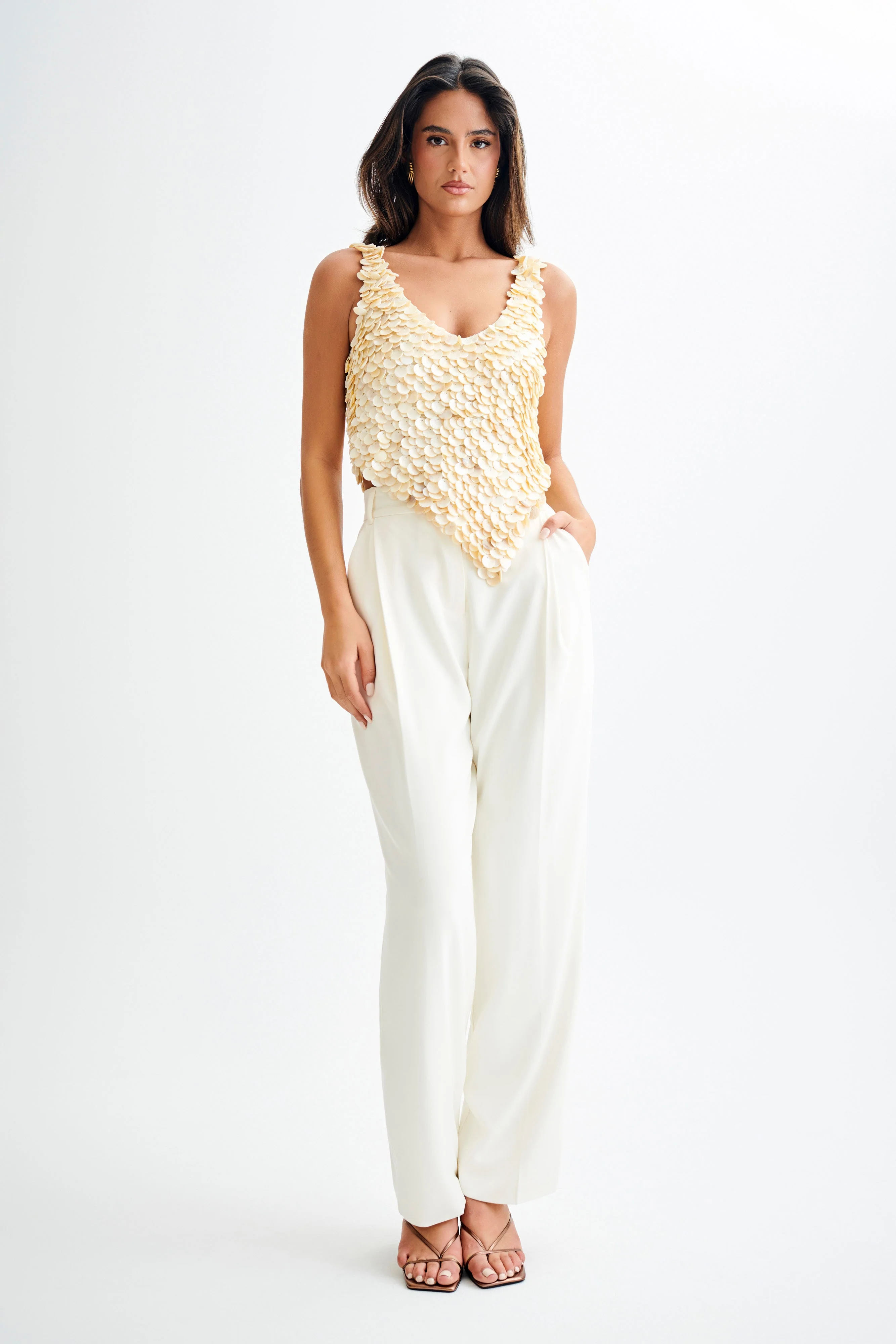 Willow Mother Of Pearl Halter Top - Pearl - Image 6