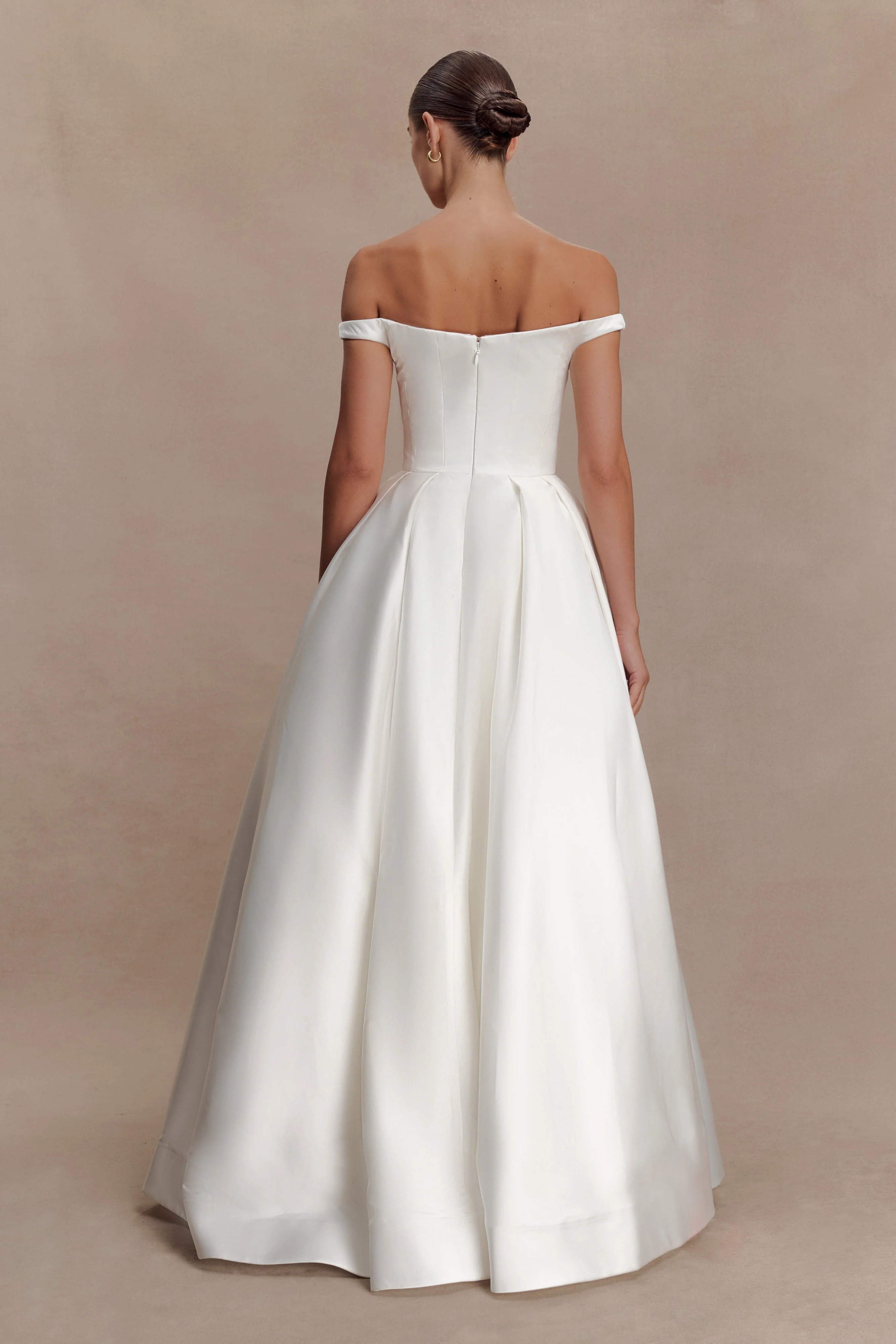 Willow Off Shoulder Satin Maxi Gown - White - Image 2