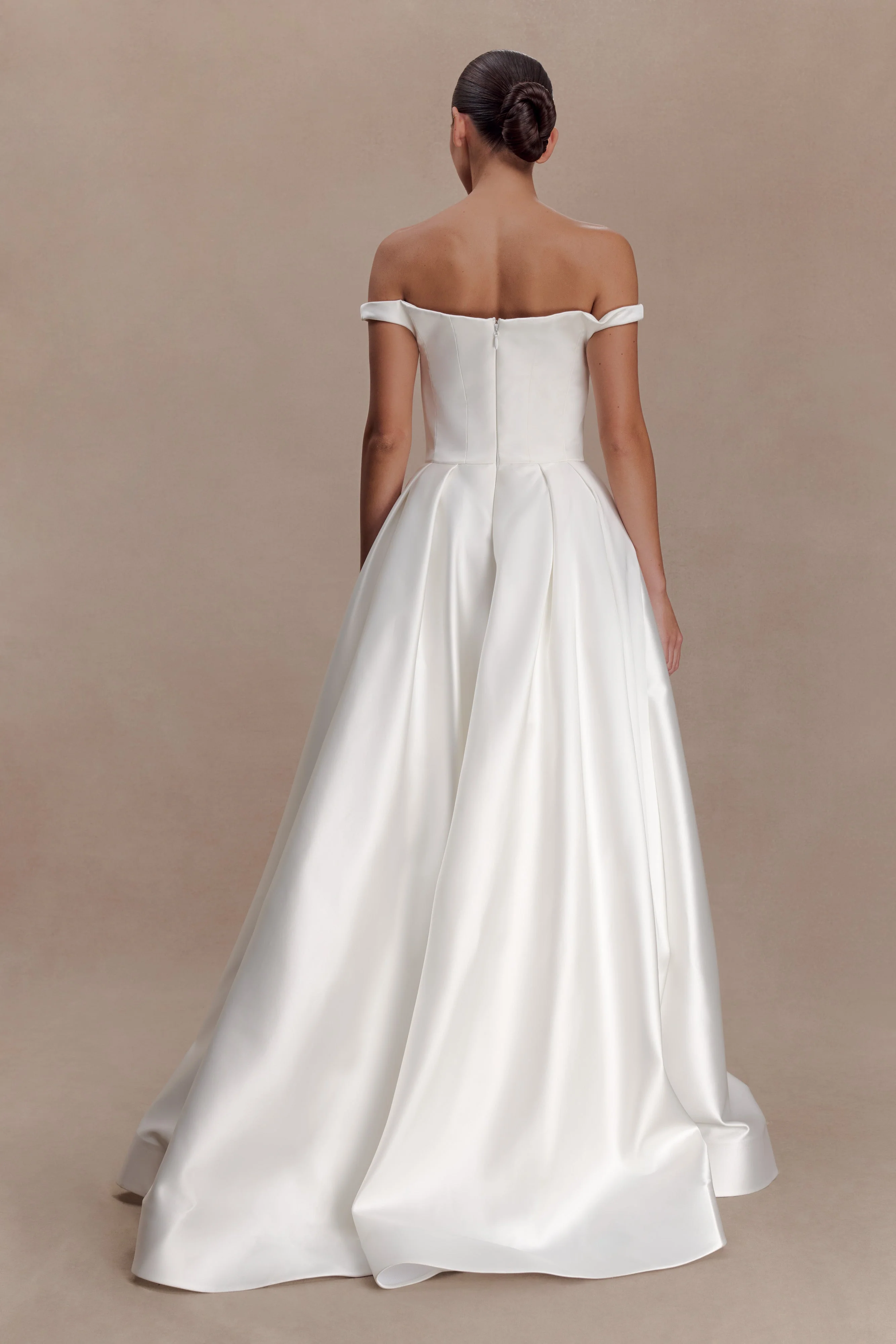 Willow Off Shoulder Satin Maxi Gown - White - Image 7