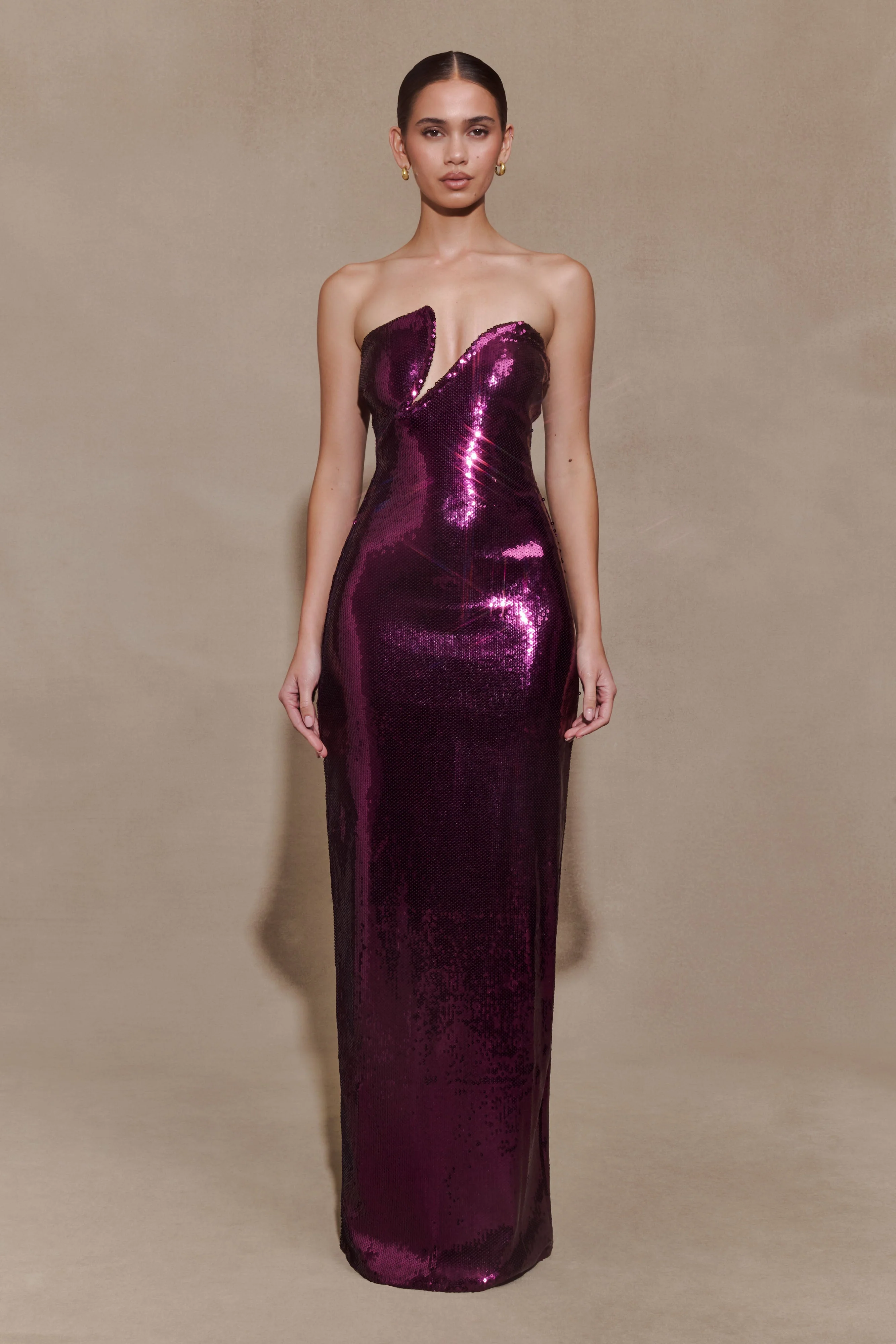 Winston Strapless Sequin Maxi Dress - Plum - Image 3