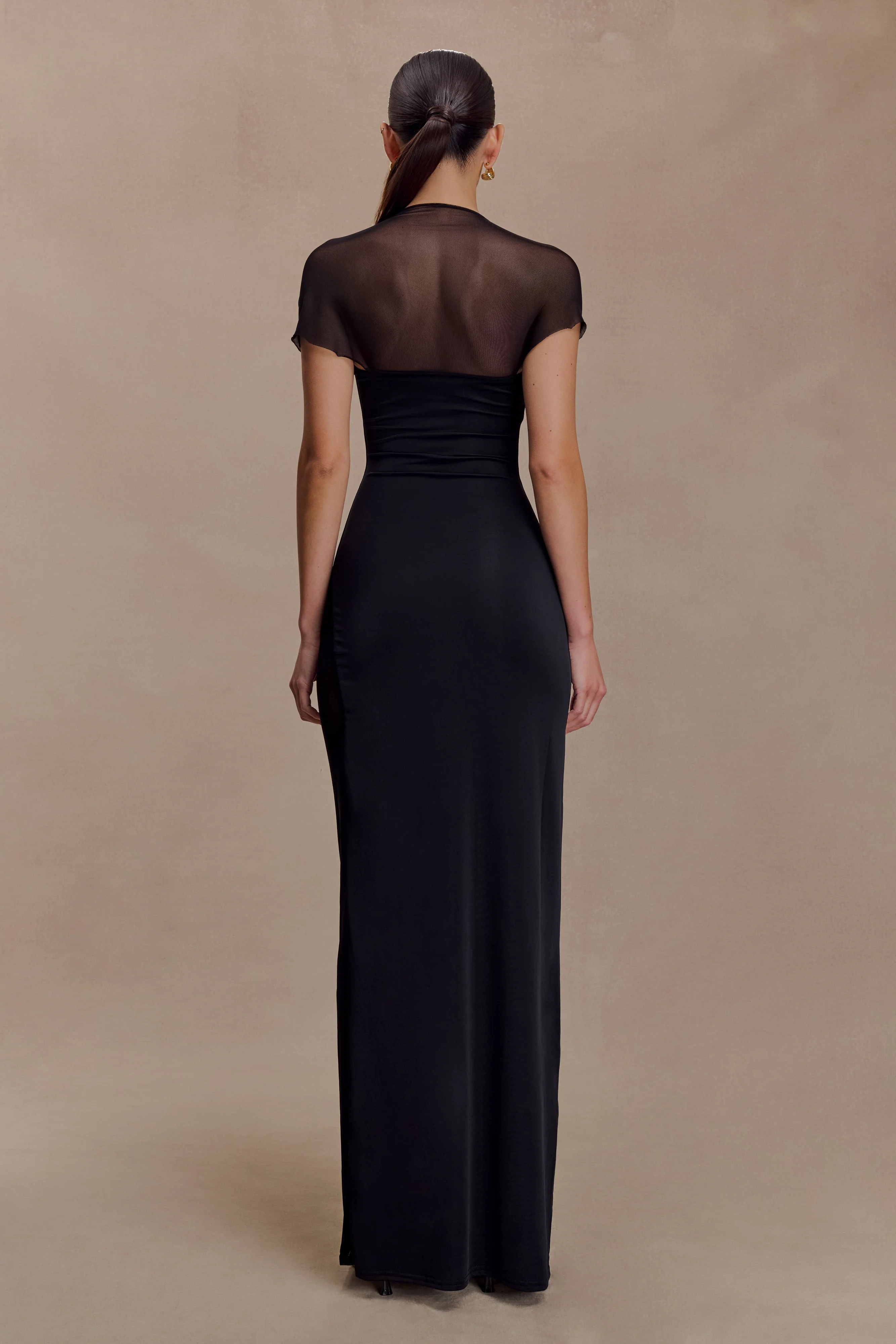 Wyatt Slinky And Mesh Maxi Dress - Black - Image 2