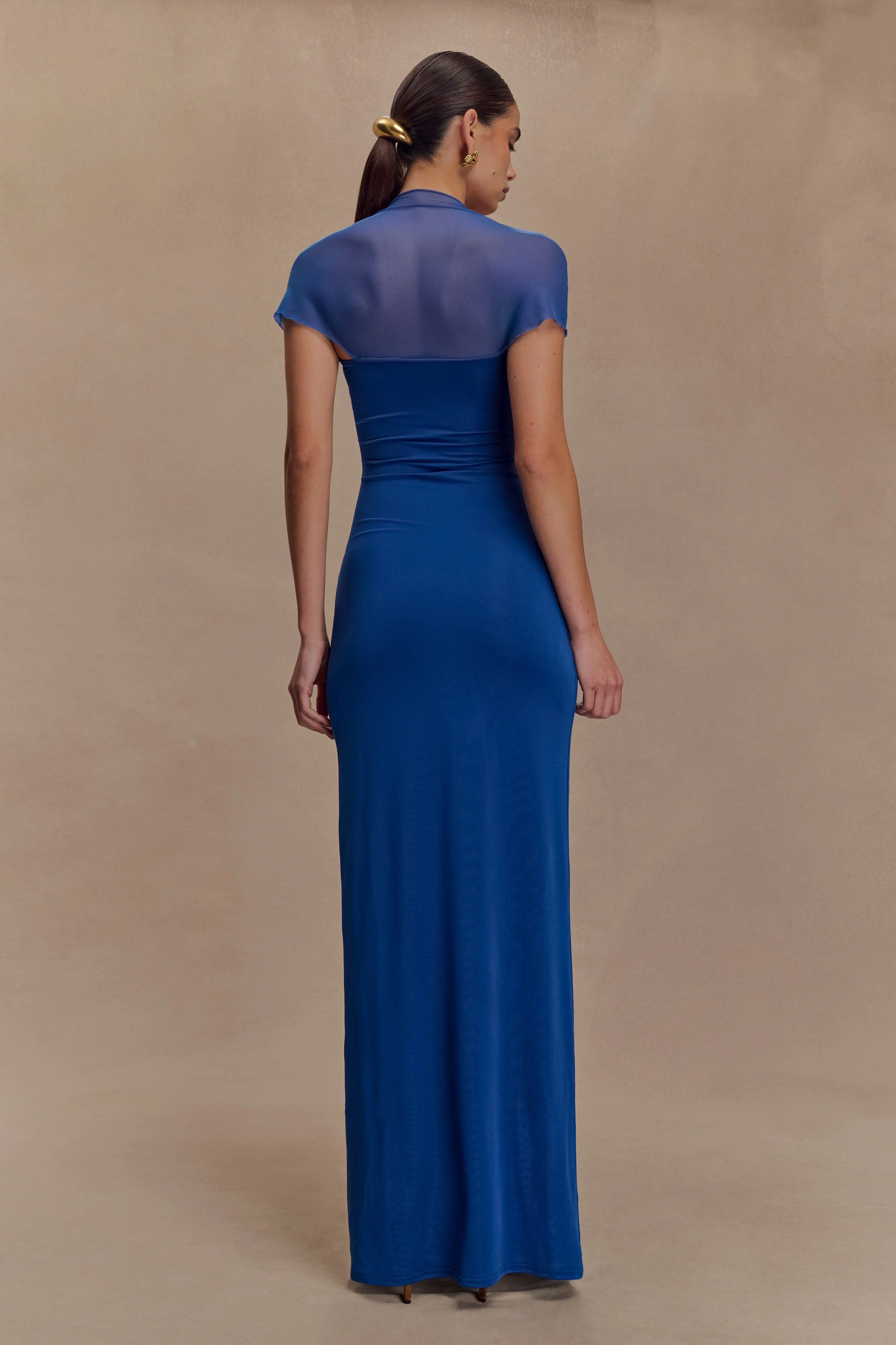 Wyatt Slinky And Mesh Maxi Dress - Cobalt Blue - Image 2