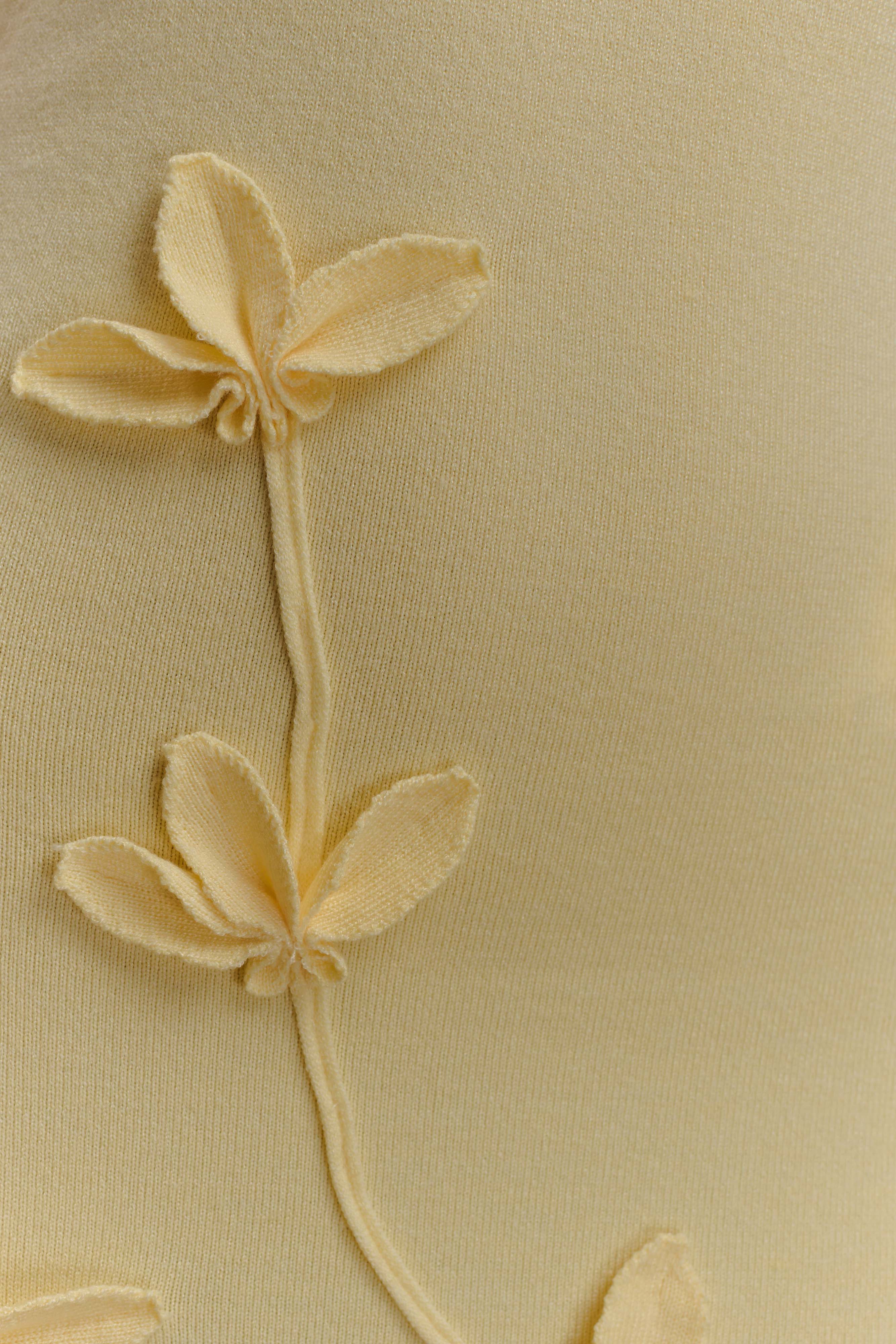 Wynn Floral Knit Midi Dress - Lemon - Image 6