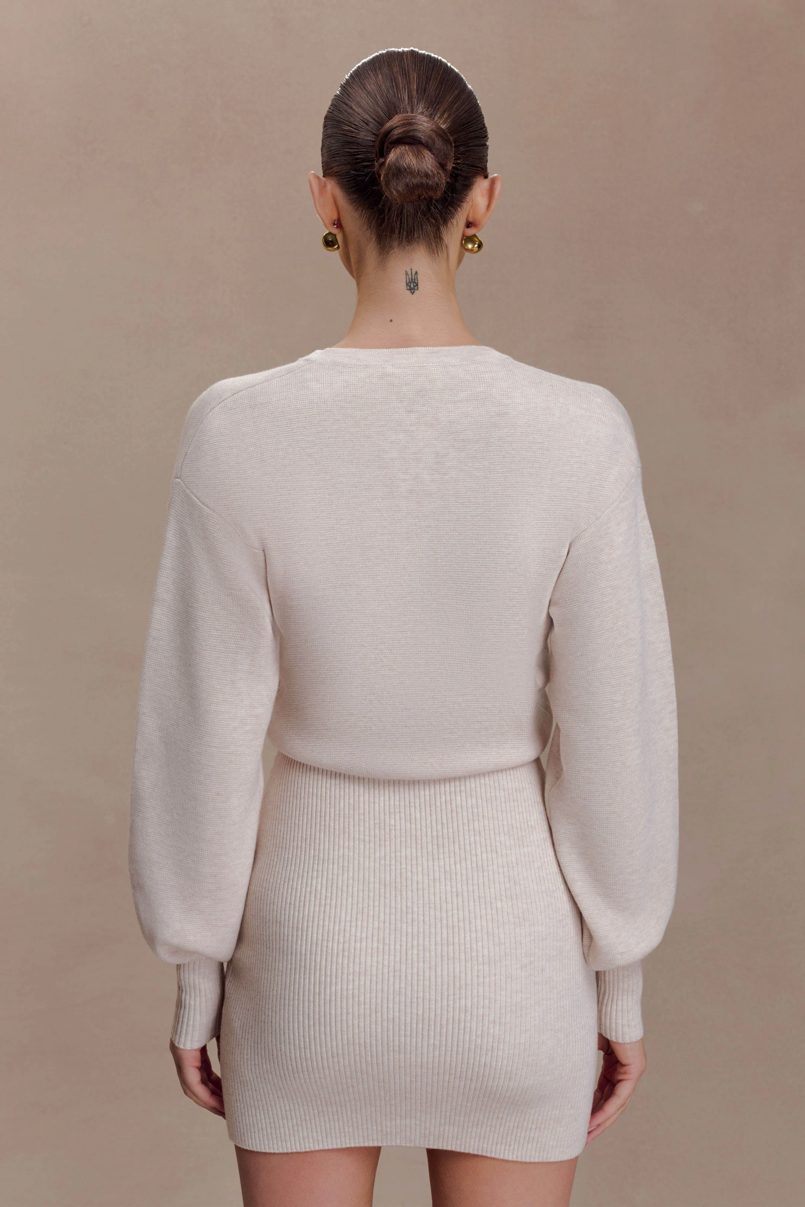 Xaden Wool Mix Knit Mini Dress - Oat Marle - Image 5
