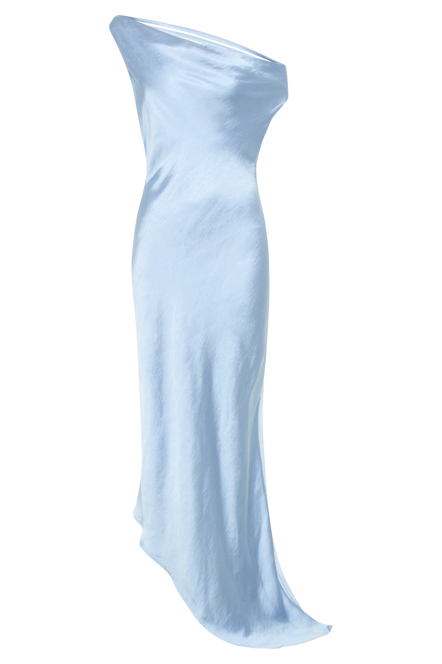 Yvette Slip Maxi Dress With Asymmetrical Hem - Cornflower Blue - Image 9