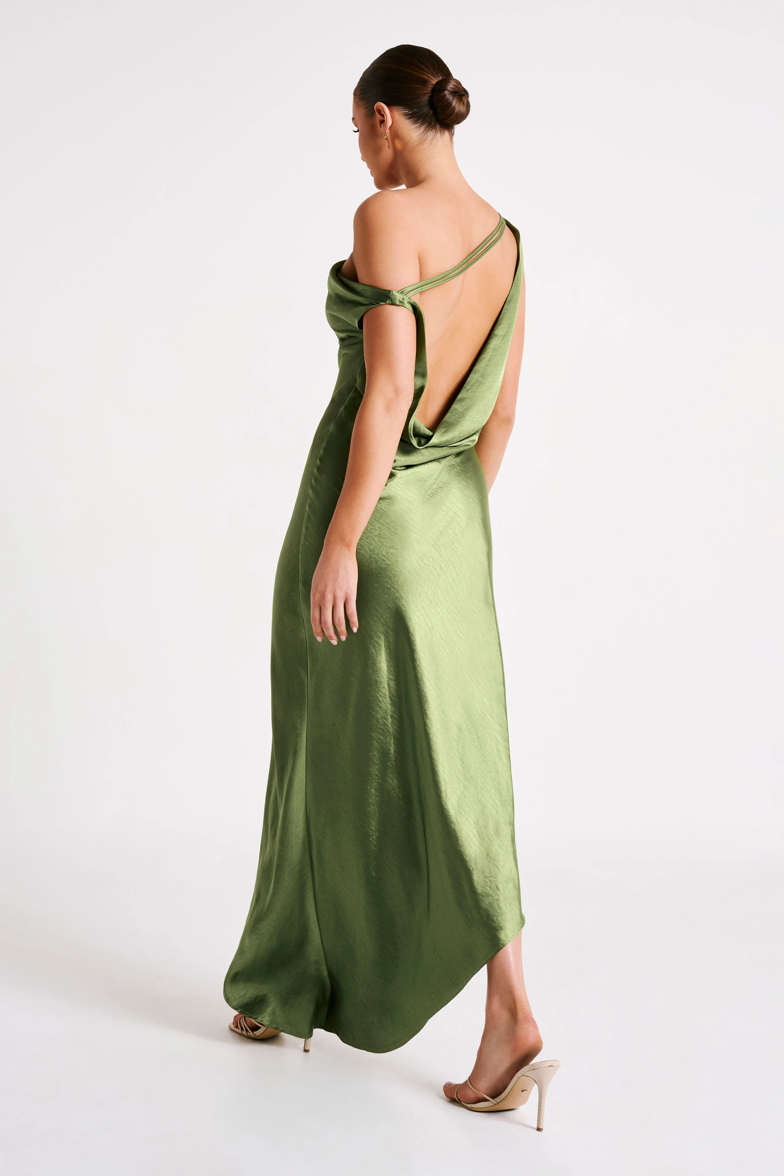 Yvette Slip Maxi Dress With Asymmetrical Hem - Emerald - Image 6