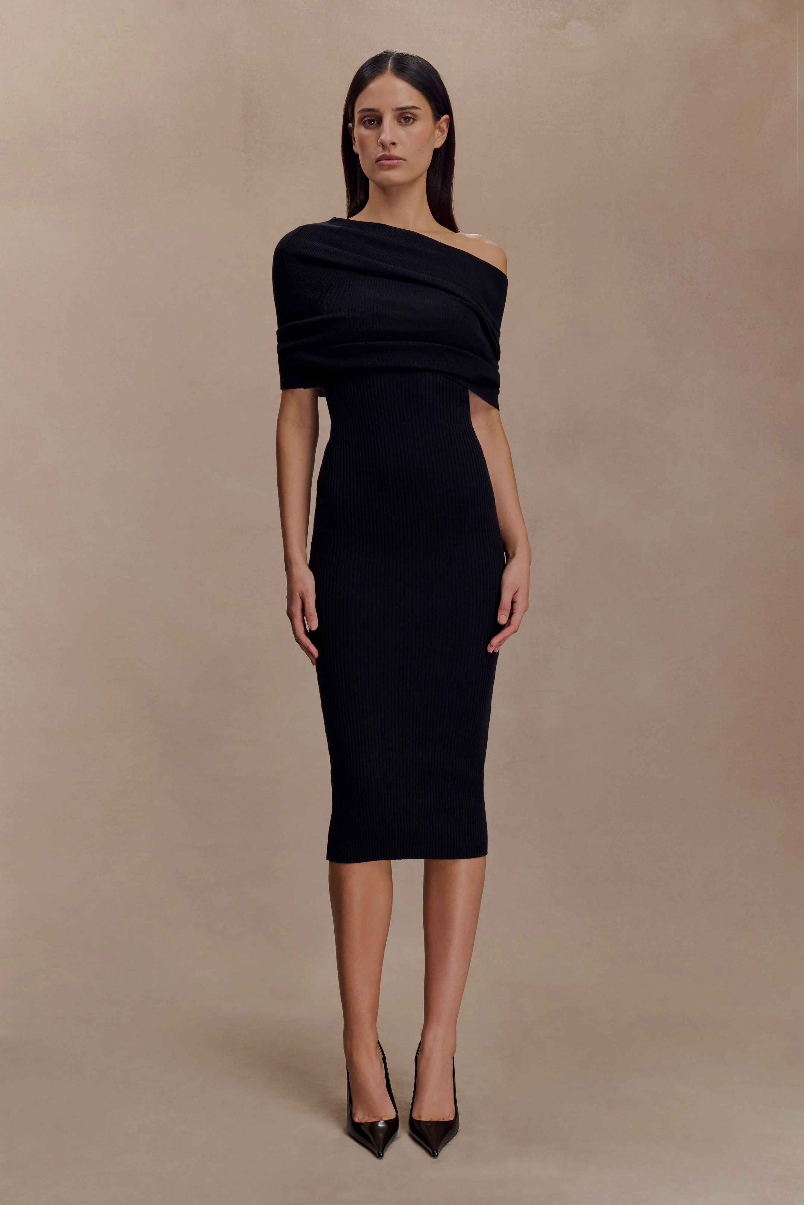 Zandie Cashmere Blend Knit Midi Dress - Black - Image 5