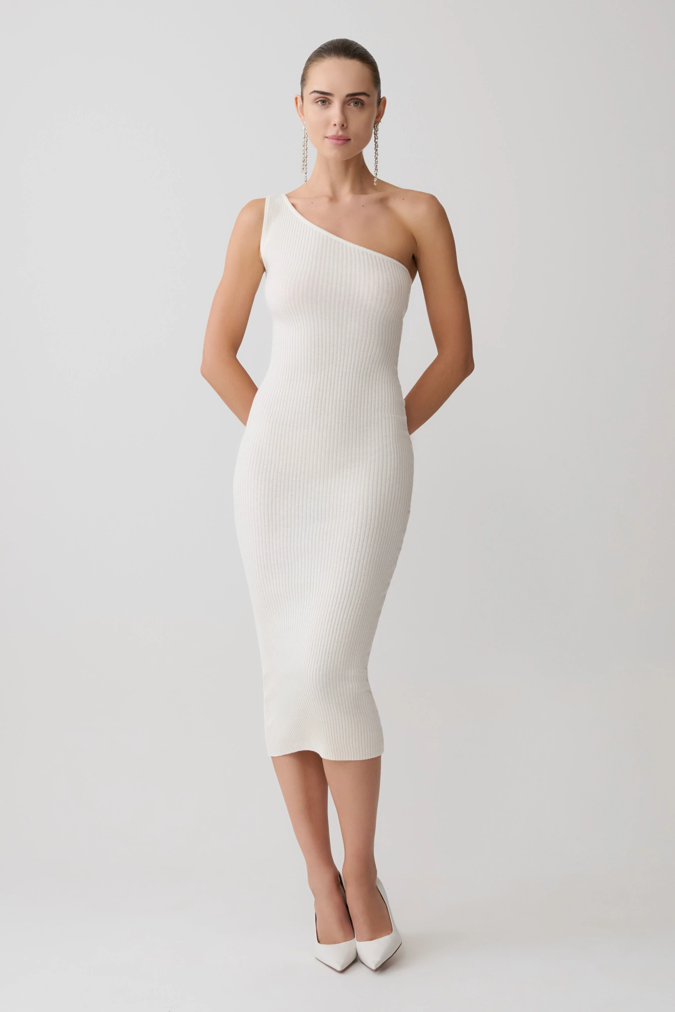 Zandie Cashmere Blend Knit Midi Dress - Ivory - Image 5