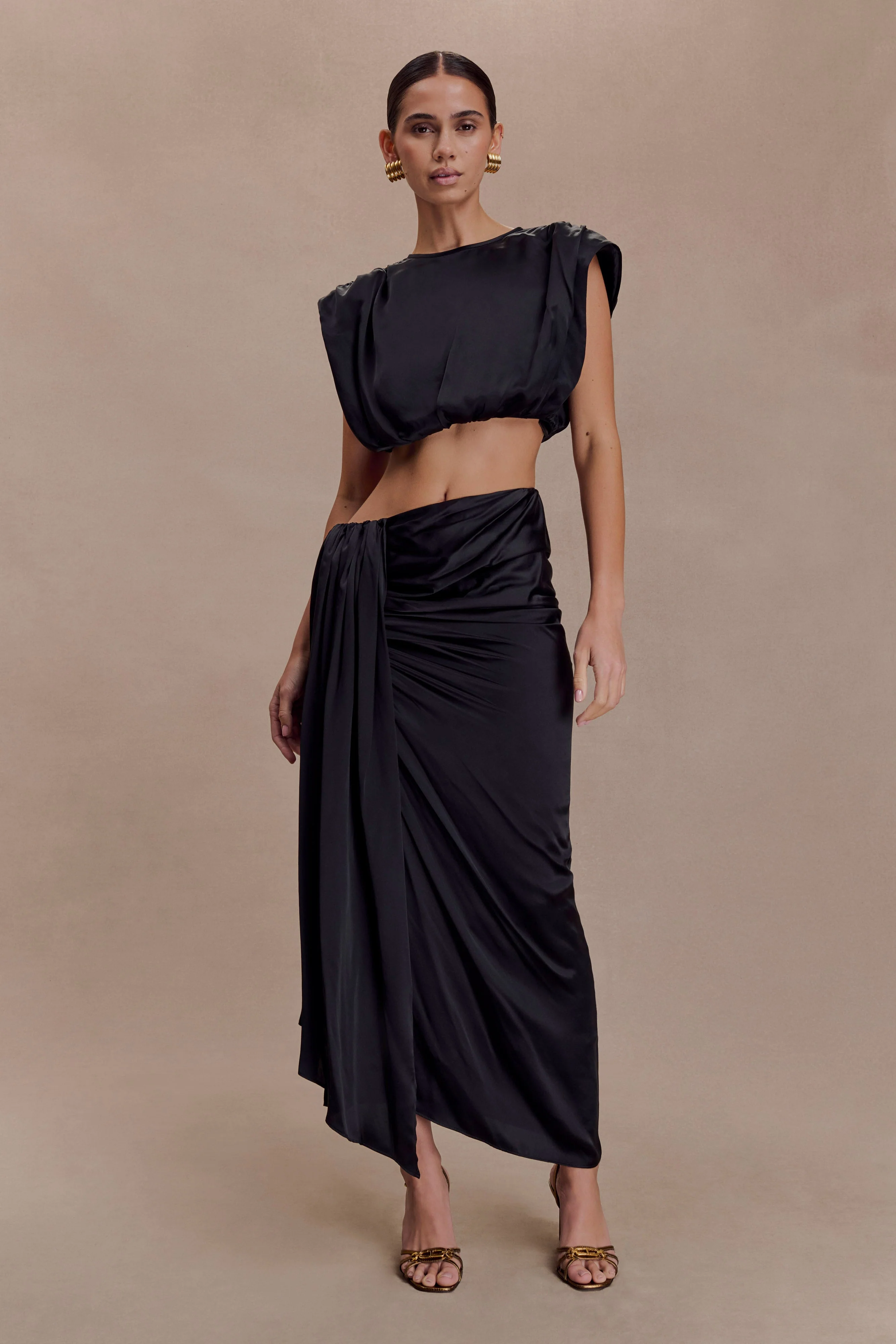 Zendaya Silk Crop Top - Black - Image 6