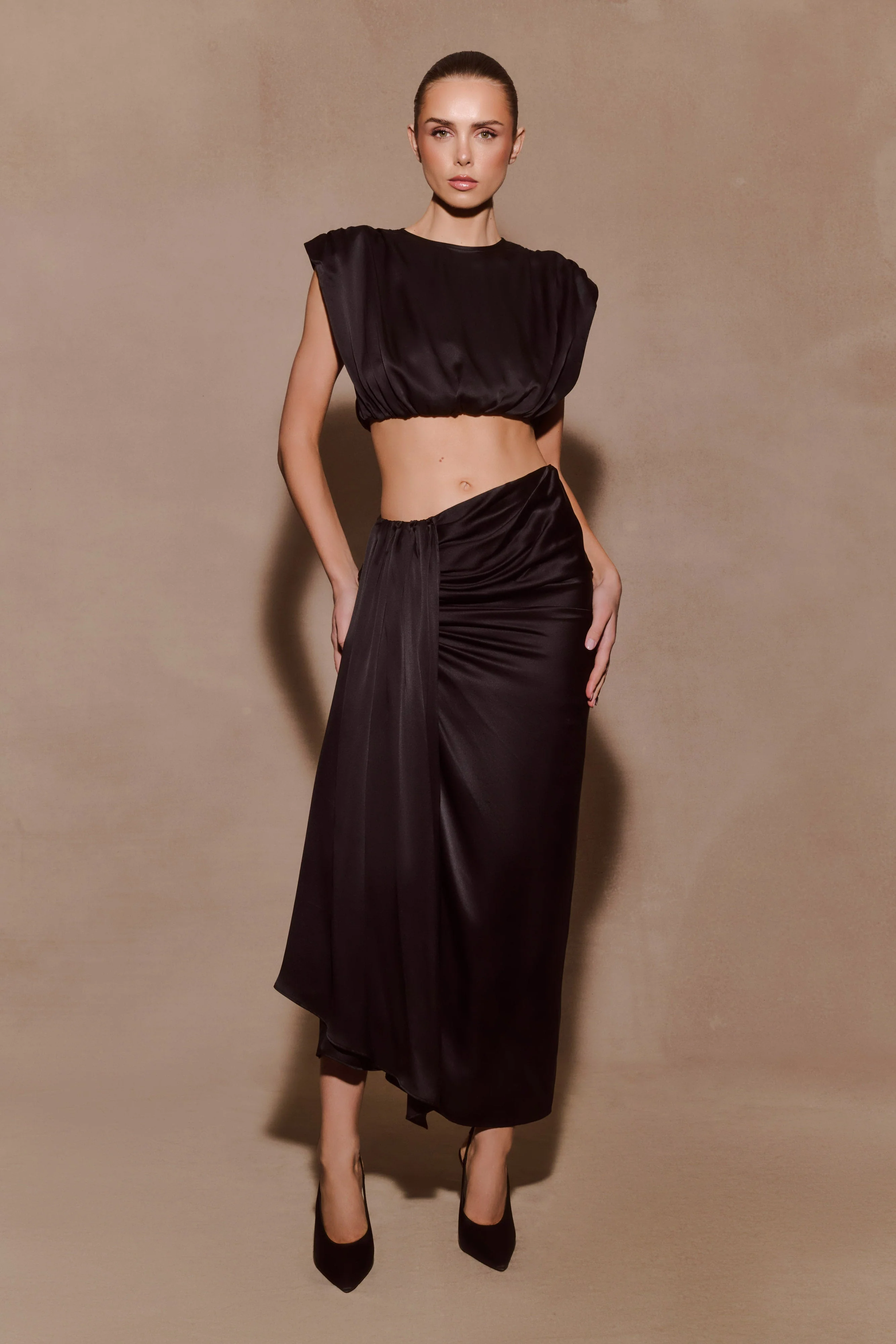 Zendaya Silk Crop Top - Black - Image 7
