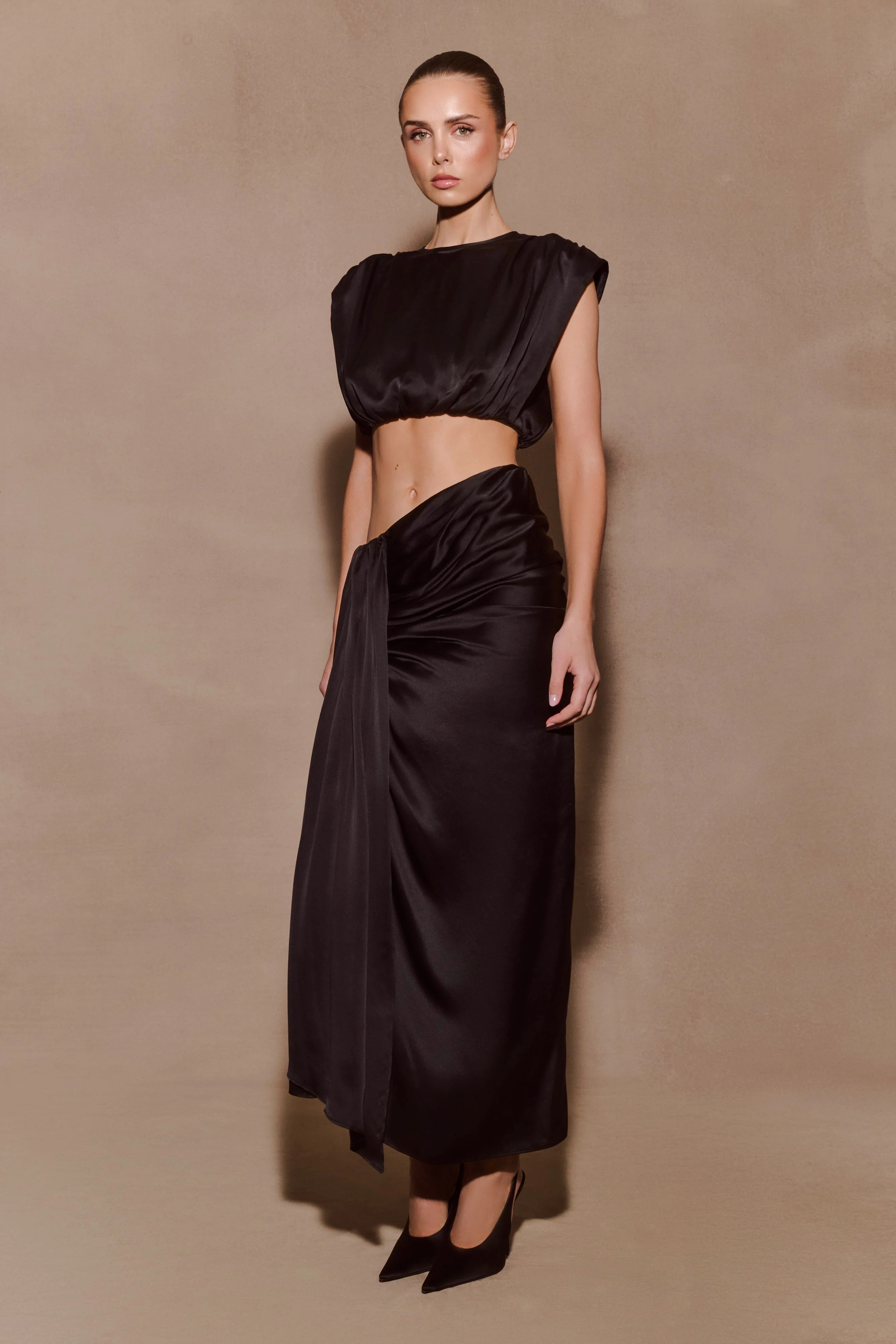 Zendaya Silk Crop Top - Black - Image 9