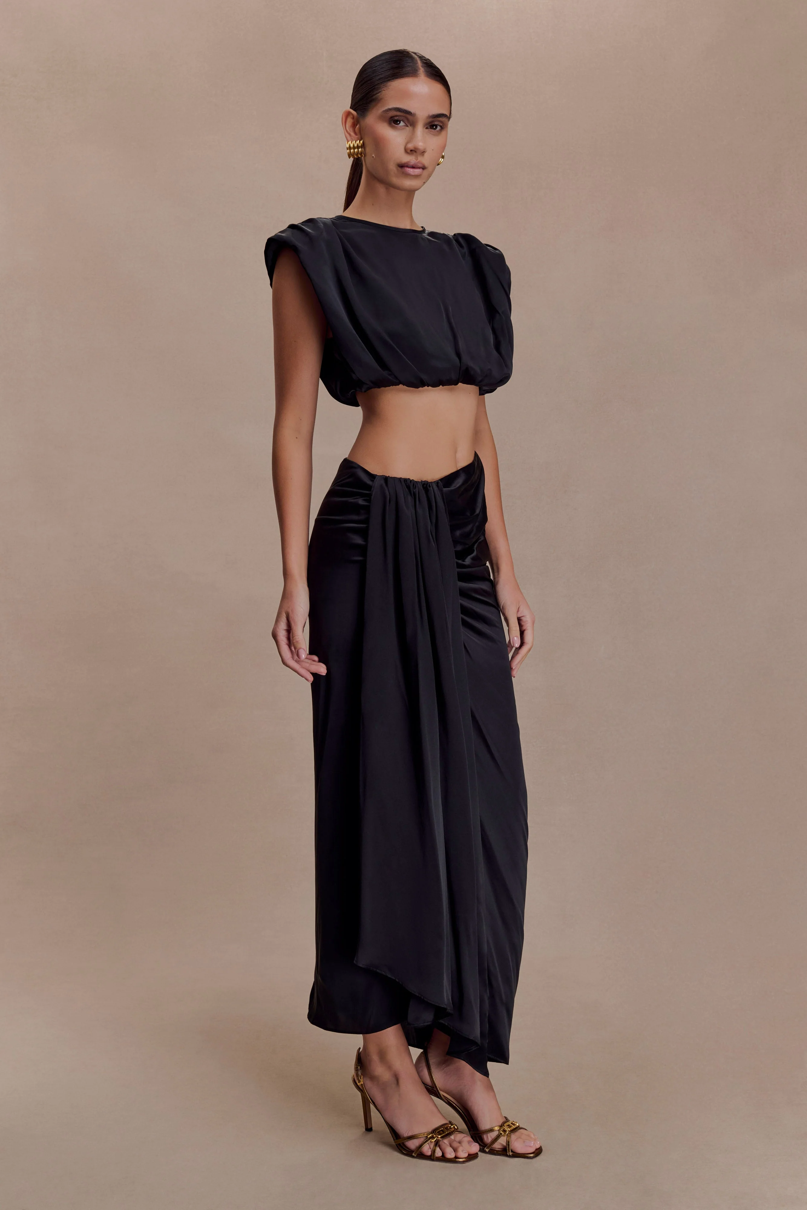 Zendaya Silk Midi Skirt - Black - Image 7