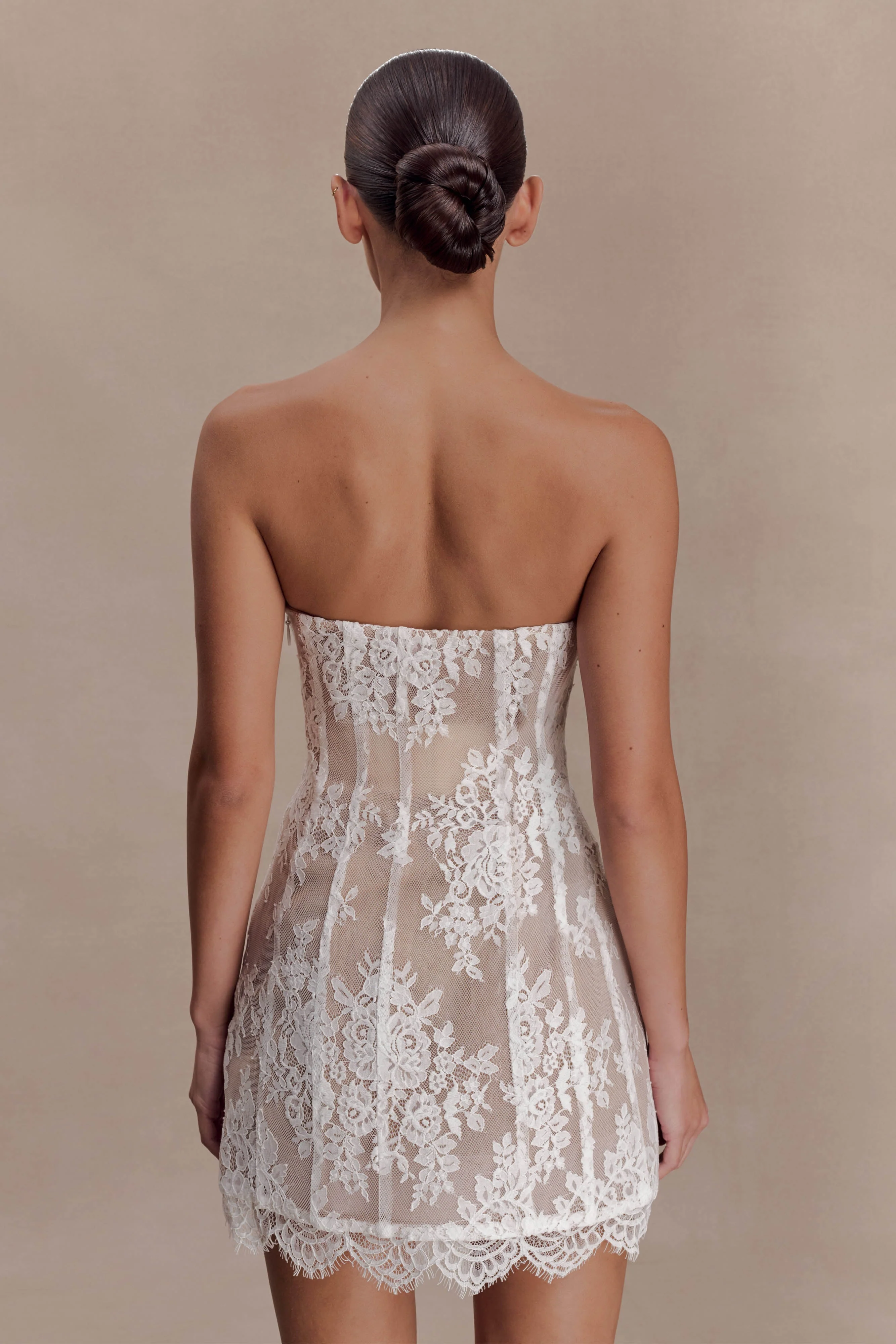 Zoey Lace Corset Mini Dress - Ivory - Image 2